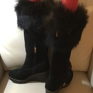 UGG fur trimmed knee high platform boots size 9.5